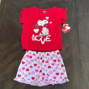 Peanuts Red and White Kids Pajama Set with tags on